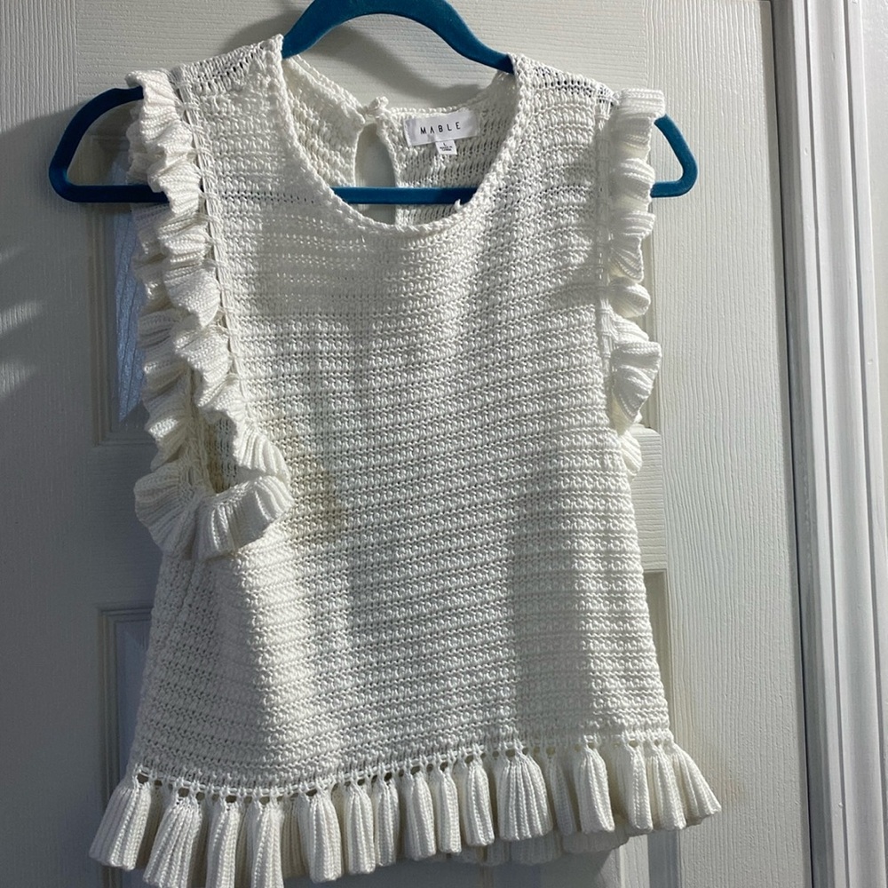 Crochet white sweater top - Mable brand